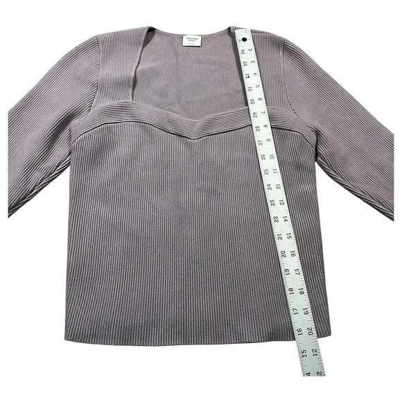 Abercrombie & Fitch Long Sleeve Sweetheart Heavy Sweater Ribbed Gray Size Large - Picture 5 of 7